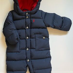 Ralph Lauren Navy Down Hooded Bunting / Snow Suit